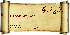 Glanz Ákos névjegykártya